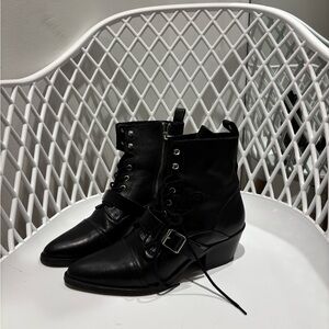 All Saints Black Leather Ankle Boots